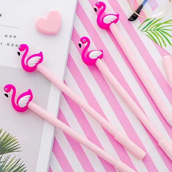 0,5 mm Aranyos Aranyos Flamingo Zselés Toll Aláírás Tollak Escolar Papelaria Office Iskola Írásban Kellékek, Írószer Ajándék