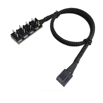 1 4-Port 4-pins PWM CPU-Hűtő/ Case/ Chasis hűtőventilátor hálózati Kábel Elosztó Elosztó Adapter Fekete 40 cm, 12V-os Asztali Számítógép