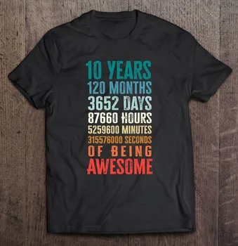 10 Év Póló 120 Hónap, Hogy Félelmetes 10. Születésnapi Ajándékok Tshirt Tee Férfi Páros T-Shirt Póló Férfi Tshirt-Póló
