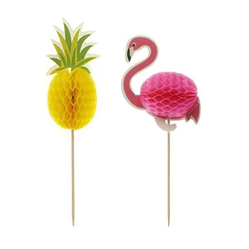 10db Ananász Flamingo Cupcake Toplisták DIY Torta Topper Gyümölcs Fogpiszkáló Hawaii Beach Party Esküvő, Születésnapi Party Dekoráció