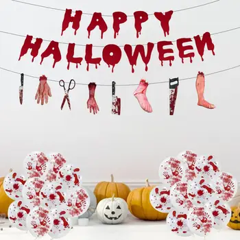 12 colos Véres Koszorút Banner Halloween Zombi-Vámpír, Party Dekoráció, Kellékek Halloween Mészáros Véres Kést Kellékek