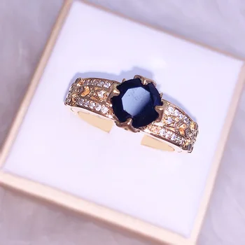 14K Sárga Arany Gyűrű Női Fekete Gyémánt Esküvői Zenekarok Jól Gyöngy Ékszerek Luxus Klasszikus Arany Eljegyzési Gyűrű Nők