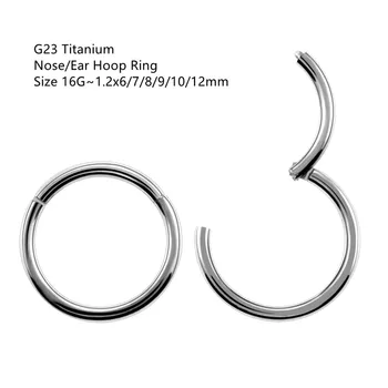 20DB G23 Titán 16G Fül Zökkenőmentes Csuklós Szegmens Gyűrű Klikkelő Porc Orr/Ajak Karika Gyűrű Fülbevaló Daith Helix