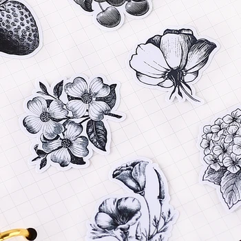 24pcs Kreatív Aranyos Saját készítésű Fekete-fehér virágok scrapbooking matricák /dekoratív /DIY kézműves fotó albumok
