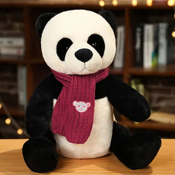 25-50CM Aranyos Óriás Panda Maci Plüss Ülő Testtartás Töltött Szimuláció Baba Játék Párna Rajzfilm Kawaii Babák Lányok Szép Ajándékok