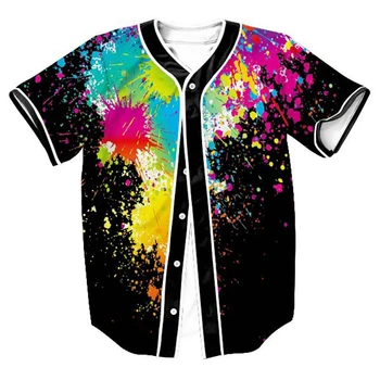 3D Baseball Póló Férfi 2021 Splash Tinta Nyomtatási Férfi póló, Rövid Ujjú póló, Alkalmi Baseball Jersey Harajuku Hip-Hop Maximum Tee