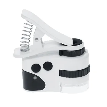 50X 15 mm-es LED mobiltelefon Mikroszkóp Újratölthető Forgó Típusú Univerzális Csipesz-típusú Mobiltelefon Mikroszkóp, Nagyító