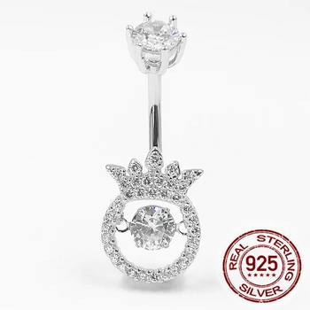 925 sterling ezüst csengő gomb gyűrű új köbméter cirkon köldök piercing gyűrű divat body piercing ékszer