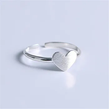 925 Sterling Ezüst Szív Gyűrű Női Esküvői Karácsonyi Ékszer Állítható Gyűrű Anillos jz545