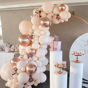 97pcs Megduplázódott Meztelen Pír Léggömb Arch Garland Esküvői Dekoráció Chrome Rose Gold Lufi Baby Shower Szülinapi Parti Dekoráció