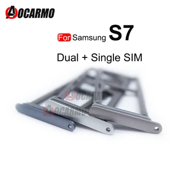 Aocarmo Samsung Galaxy S7 G930 G930F Arany/Ezüst/Szürke Egységes Kettős Fém Műanyag Nano Sim-Kártya Tálca Slot Jogosultja