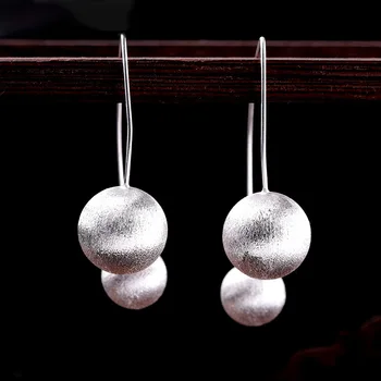 BOCAI Új Valódi 100% - Os S925 ezüst ékszerek, divatos, nagylelkű női csiszolt golyós fülbevaló