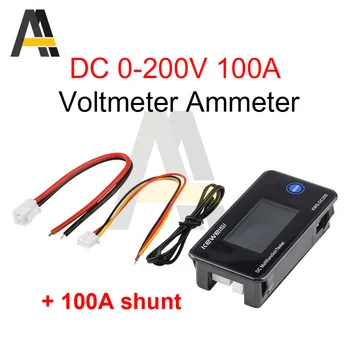DC 0-200V 100A Voltmérő Árammérő Wattmeter Energiát Mérő LED Digitális Kapacitás Teszter Elektromos Mérő 100A shunt