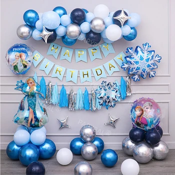 Disney Születésnapi Party Lufi Elsa Anna Hercegnő 32inch Hópehely Fólia Baloon Baba Ezüst Chrome Ballon Baba Zuhany Dekorok Ajándék