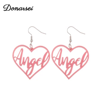 Donarsei Egyszerű, Rózsaszín Színű, Üreges Szív Csepp Fülbevaló Női Minimalista Levelet Angyal Karika Fülbevaló Ajándék