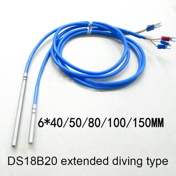 DS18B20 digitális jel hőmérséklet-érzékelő vízálló szonda magas hőállóságú szilikon árnyékolás line 6*100mm