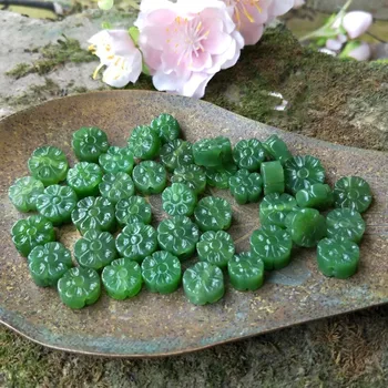 egy db zöld jade faragott virág 11-12mm DIY ékszer készítés laza gyöngyök FPPJ nagykereskedelmi gyöngyök természet drágakő