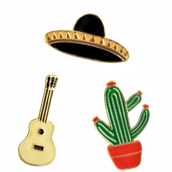 Egy Nyugat-Cowboy ! Kalap Gitár Mexikói Kaktusz Prairie zenei fesztivál Zománcozott Kitűző Jelvény Fém Lány Farmer Táska Ajándék, Dekoráció