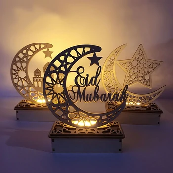 EID Mubarak LED Fa Medál EID Mubarak Dekoráció Otthon Ramadan Mubarak Díszek Eid Al Adha Iszlám Muszlim Esemény Fél Supplie