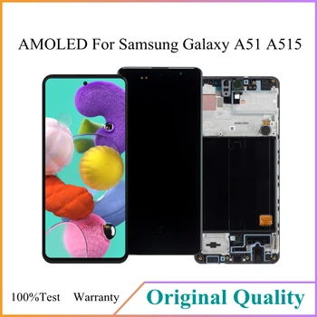 Eredeti AMOLED Kijelző Samsung Galaxy a51-es LCD A515 A515F LCD Ecran érintőképernyő Képkeret Digitalizáló Szerelvény Csere