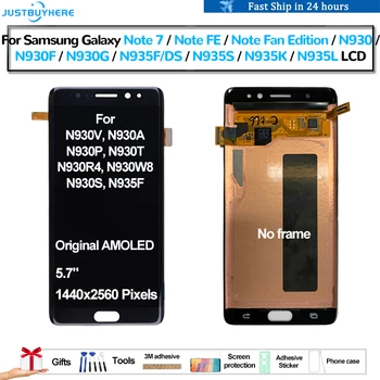 Eredeti AMOLED Samsung Galaxy Note 7 Megjegyzés FE N930F N935F Pantalla lcd Kijelző érintőképernyő Képernyő Digitalizáló Közgyűlés Javítás