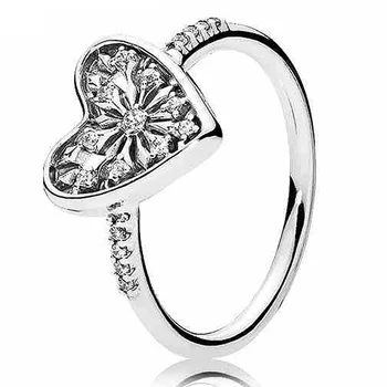 Eredeti Szíve Téli Fagy, Kristály Gyűrű 925 Sterling Ezüst Gyűrű Nők, Buli Ajándék Pandora DIY Ékszerek