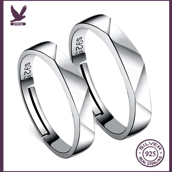 Ezüst Gyűrű Pár Gyűrű Szett Nők Számára A Férfiak Esküvő Ékszer Állítható Eljegyzési Gyűrűjét. Alianzas De Boda Para Parejas
