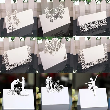 Fehér Neve Hely Kártyák Birtokosai Esküvői asztali Dekoráció Dekoráció Üzenet Pályázati babaváró Party Kellékek szívességet vendégek számára