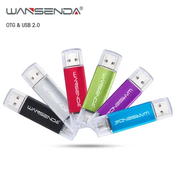 Forró Eladó WANSENDA OTG USB pendrive 128GB Pen Drive 8GB 16GB 32GB 64GB 256 gb-os Kettős Meghajtó OTG Pendrive Stick Micro Usb