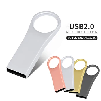 Fém Usb flash meghajtók 128 GB 64 GB 32 GB Vízálló Pen Drive 8G 16G Memory Stick tárolóeszköz USB 2.0 Pendrives U Lemez ajándék