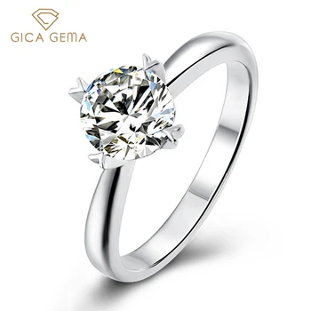 GICA GEMA Klasszikus Gyűrűk, a Nők 4 Vasvilla Beállítás Moissanite Kövek 100% - Os Ezüst 925 Eljegyzés, Évforduló Ajándék Finom Ékszerek