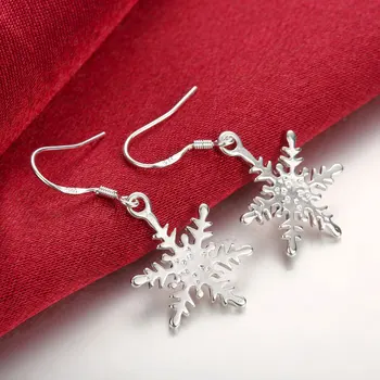 Gyári közvetlen értékesítési 925 Sterling Ezüst Fülbevaló Női magas minőségű divat Ékszerek hópehely csepp fülbevaló Karácsonyi Ajándékok
