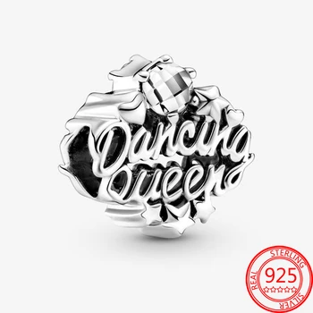 Gyönyörű 925 Sterling Ezüst Áttört Dancing Queen Gyöngy Charm Illik Pandora Karkötő Nők Nyilatkozat Divat DIY Ékszerek