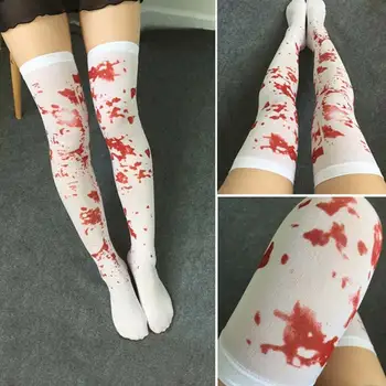 Halloween nővér téma jelmez kiegészítők vérzés harisnya felnőtt nők bársony harisnya fehér