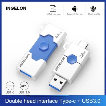 INGELON USB Flash Meghajtó Pendrive 32 gb 64 gb 128, 256 gb-os OTG C Típus Memory Stick USB 3.0 Multifunkcionális Pen drive a telefon lapto