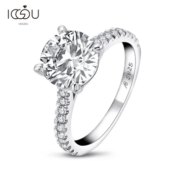 IOGOU Luxus 925 Sterling Ezüst Női Gyűrű 3 Karátos Kerek Vágott SONA Szimulált Gyémánt Ékszerek Nők Esküvői, Eljegyzési Gyűrűk