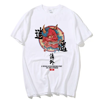 Japán Harajuku Streetwear T-shirt Városi Stílus Rövid Ujjú póló Hip-Hop Alkalmi Pamut Junji Ito Férfiak Túlméretes Anime Tshirt