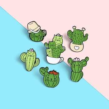 Kaktusz Cserepes Zöld Növények, Zománc Pin-csak így Tovább, Jó Hangulat, Brossok Hajtóka Jelvények Csapok Ajándékok Barátok Ékszer Nagykereskedelem