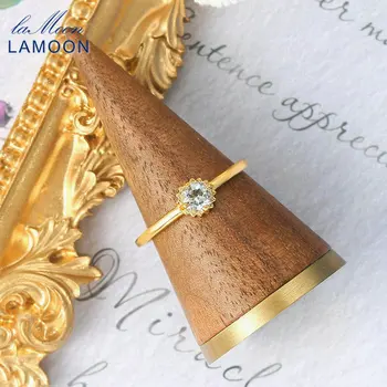LAMOON 925 Ezüst Gyűrű Női koreai Bizsu Gyűrűk Természetes Ég Kék Topáz 14K Aranyozott Jól Ékszer Állítható Gyűrű LMRI118