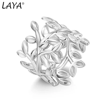 Laya 925 Sterling Ezüst Karácsonyi Ajándék Szabálytalan Egyedi Design Levél Ujj Gyűrű Női Divat, Ékszerek, 2021 Trend