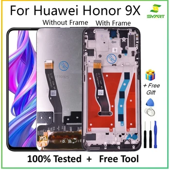 LCD Huawei Honor 9X LCD Kijelző 6.59 hüvelykes érintőképernyő Digitalizáló Szerelvény Keret Huawei Honor 9X Prémium STK-LX1 LCD