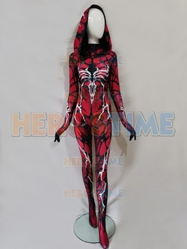 Legújabb Méreg Carnage Egyéni Nő Cosplay Jelmez 3D Nyomtatás Póló Body Zentai Catsuit halloweenra