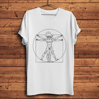 Leonardo da Vinci Uomo vitruviano Aránya vicces anime póló férfi új fehér alkalmi homme király geek streetwear póló