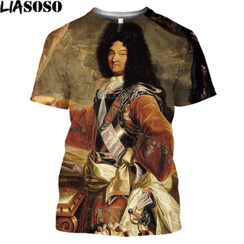LIASOSO Divat Louis XIV Louis 14 3D Nyomtatott póló Divat Luxus Napóleon Bonaparte T-Shirt Vintage Daliy Harajuku Póló