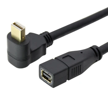 MINI displayport Mini DP férfi-nő hosszabbító kábel, 0,3 m 90 fokos szög fekete szín Macbook laptopot