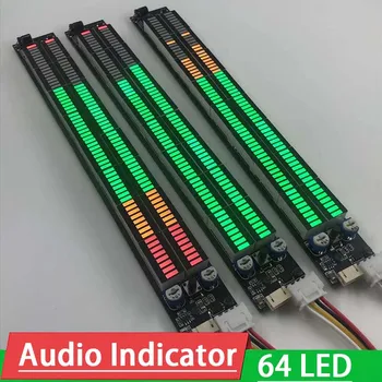 Multi-mode 64 LED-es Sztereó Zene Spektrumú fény, Audio Level Indikátor Erősítő VU Méter 12V 24V Autó játékos Fény Hangulat Lámpa