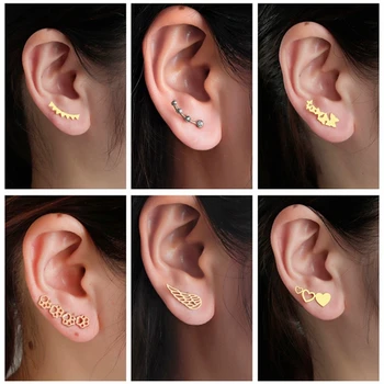 Nagykereskedelmi Crystal Fashion Earringss Fül Hegymászók Arany divat Fülbevaló Női Arany Fülbevaló Ékszer Ajándék