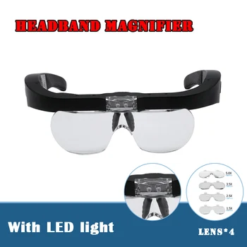 Nagyító Szemüveg magnifier1.5X 2,5 X 3,5 X 5,0 X USB Újratölthető LED-es Olvasás Ékszerészek Órás Javítani Rajta
