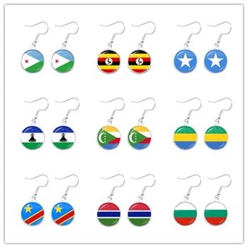 Nemzeti Zászló Csepp Fülbevaló, Dzsibuti,Uganda,Gambia,Kongói Demokratikus Köztársaság,Gabon,Comore-Szigetek,Lesotho,Szomália,Bulgária Ékszer Női Ajándék
