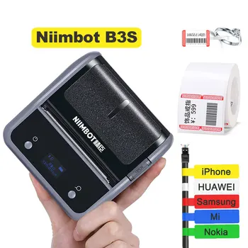 Niimbot B3S Hordozható Ékszerek Címke Nyomtató Készítő Mini Termál Kábel Nyomtató Gép a Telefon az iOS-Android Címke Papír Tekercs
